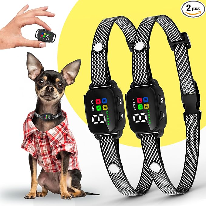 2 Pack Bark Collar for Small Dogs 5-15 lbs and Puppies - No Shock Anti Barking Collar - Rechargeable Smart Collar for Dog Training with 7 Sensitivity Levels and 3 Beep&Vibration Modes