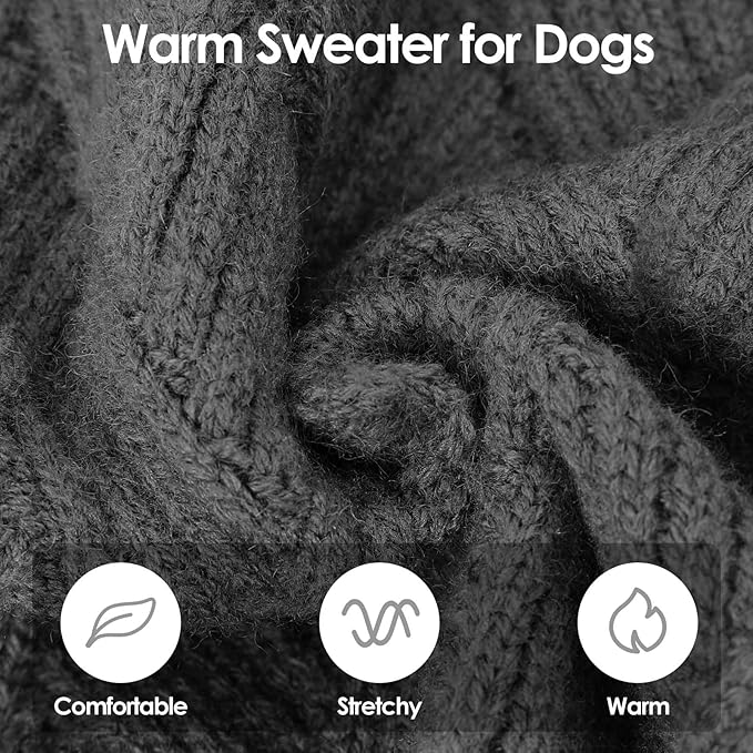 SUNFURA XS Dog Sweater, Small Dog Sweater Doggie Knitted Knitwear for Winter, Cat Pullover Christmas Sweatshirt for Yorkie Chihuahua, Warm Thick Turtleneck Clothes for Puppy, Grey X-Small