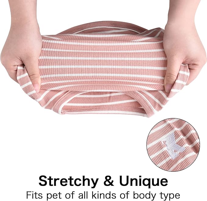Koneseve Dog Vest Lightweight Stretchy Dog T-Shirts Soft Cool Sleeveless Stripe Vests Breathable Clothes for Puppy Kitty Cats Small Medium Large Dogs 2 Pack Pink + Green [ 4XL ]