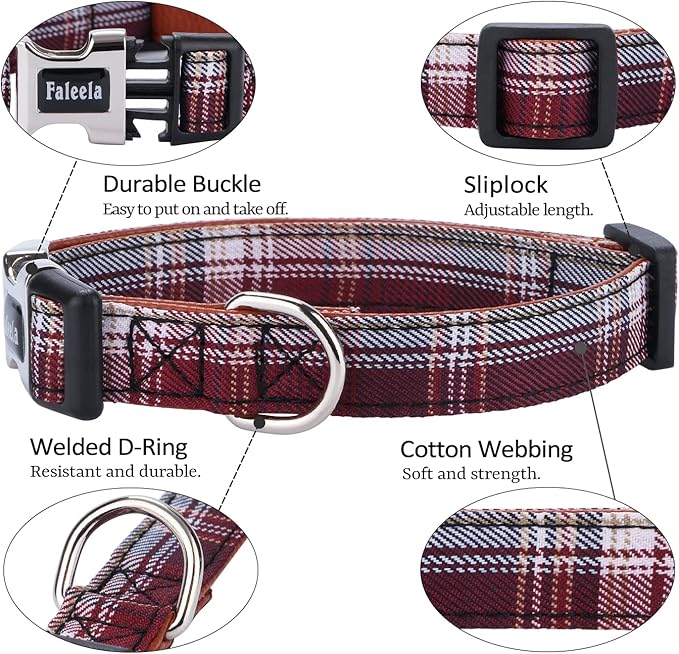 Faleela Soft &Comfy Bowtie Dog Collar,Detachable and Adjustable Bow Tie Collar,for Small Medium Large Pet (Red and White, Large(Pack of 1))