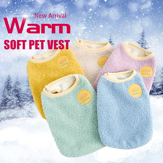 Warm Plush Dog Vest for Winter Soft Fleece Lining Sweater for Small dog Cat Cute Puppy Kitten Clothes Purple 16
