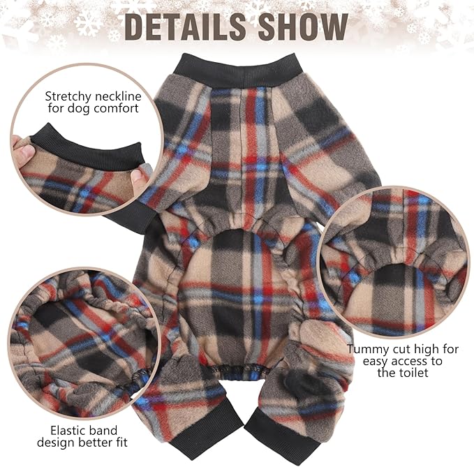 SCENEREAL Dog Pajamas for Small Dogs, Soft and Warm Puppy Sweater, Holiday Clothes Onesie, Thanksgiving Christmas Outfits for Doggie Cold Winter - Dog Jammies Pjs
