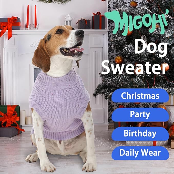 MIGOHI XS Cute Dog Sweater, Sleeveless Knit Puppy Pullover | Soft Thermal Knit Cloth for Boy Girl, All-Season Breathable Dogs Sweater, Machine Washable, XS, Purple