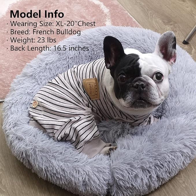 KYEESE Dog Pajamas Striped Clothes Pet PJS Lightweight Doggie Jammies 4 Legs Outfit Soft Dog Pajamas Cozy Pet Clothes Onesie Comfortable PJS Medium Dogs Doggie Onesie,Ivory Brown Striped, XX-Large