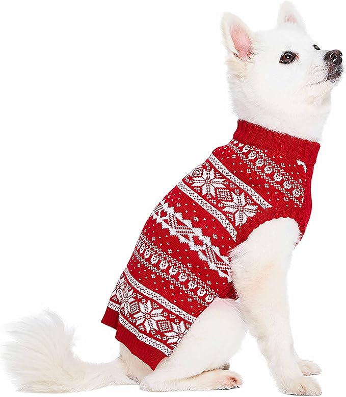 Blueberry Pet Ugly Christmas Sweater Women & Men, Large Dog Sweater, Cozy Festive Christmas Dog Sweater with Snowflake & Reindeer, Warm Ugly Christmas Sweater for Large Dogs, 20" Back