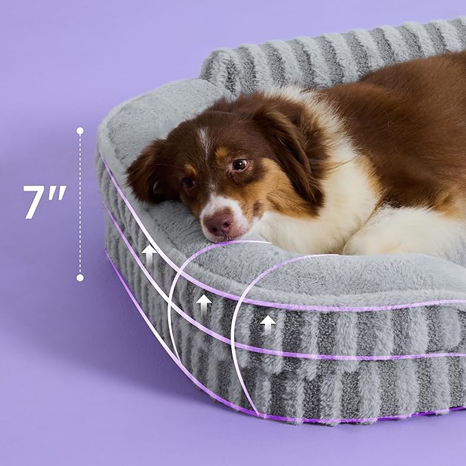 LE SURE Cute Dog Beds for Extra Large Dogs, Orthopedic Waterproof XL Pet Bed with Sides, High Back Non-Slip and Egg-Crate Foam Big Dog Couch Sofa with Washable Removable Cover, Grey