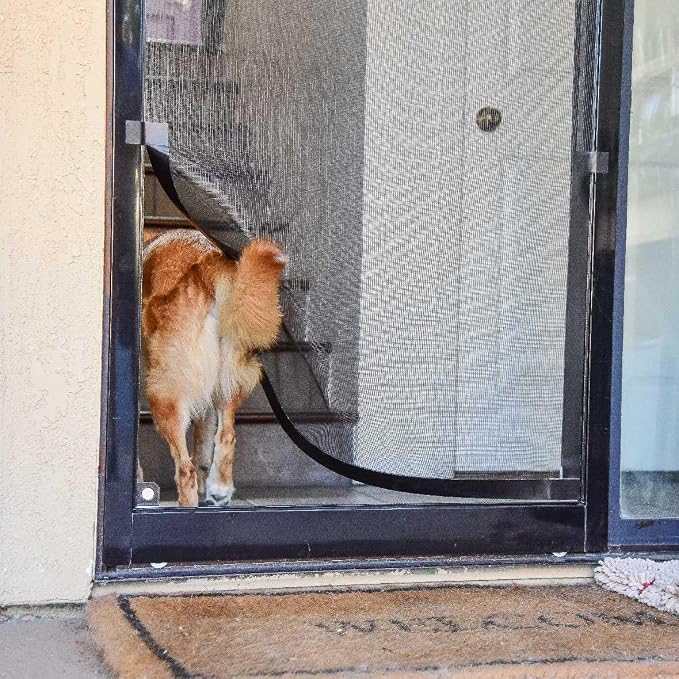 Screen Pet Door Kit for Existing Patio Screen Doors | Entrance for Dogs & Cats | Kit Only, No Screen | Plus Extra Black Tape & Magnetic Closures