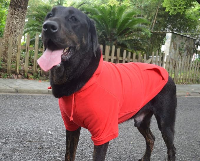 Lovelonglong Blank Basic Hoodie Sweatshirt for Dogs 100% Cotton Fits Small Medium Dachshund Large Dog Red S