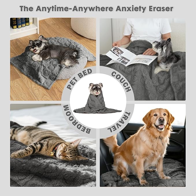 gogobunny Cozy Fleece Throw Blanket for Couch, 50x60 Inch Large Soft Blanket for Adults & Pets, 2-in-1 Machine Washable Lightweight Blanket for Bed, Travel, All Season Comfort (Anthracite, 50x60)