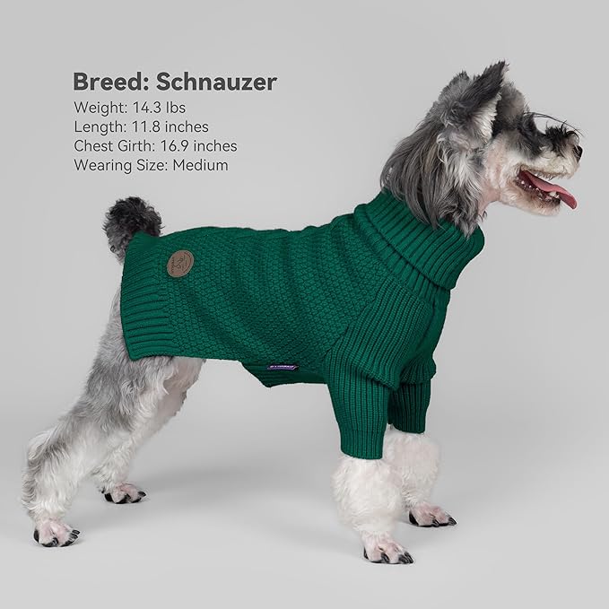 cyeollo Dog Christmas Sweater Pullover Turtleneck for Dogs, Classic Knitwear Fall Winter Cold Weather Dog Clothes Warm Pet Apparel Small Medium Large Dog Sweaters, Green XL