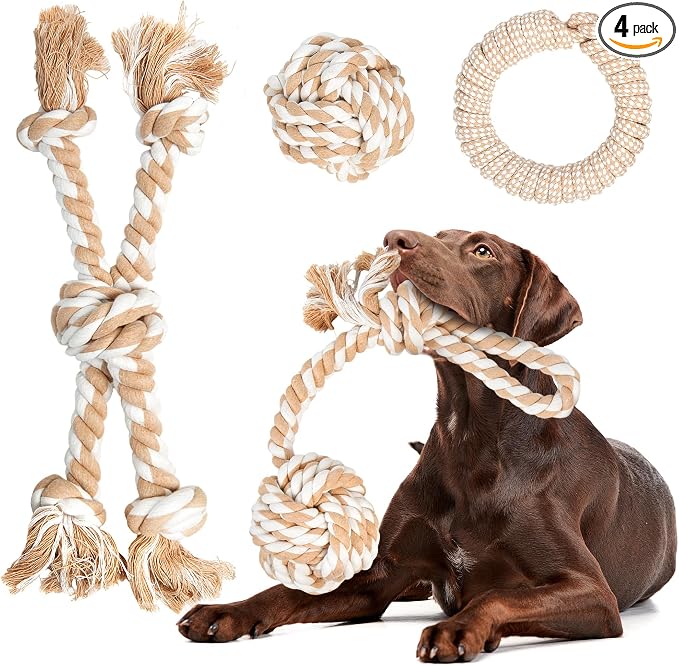 Fida Heavy Duty Dog Rope Toys for Medium Large Dogs, Chew Tug Toys, 4 Pack