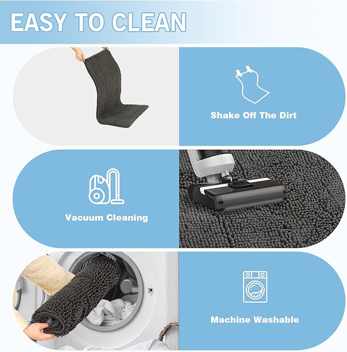 Amyracel Dirt Trapping Door Mat, 36" x 72" Large Absorbent Dog Door Mat for Muddy Paws, Quick Dry Non Slip Chenille Mud Mat for Dogs, Machine Washable Entry Indoor Entryway Rug for Inside Floor