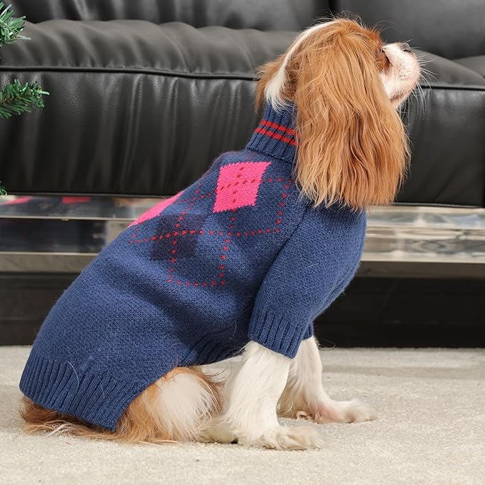 Dog Sweater For Medium Large Dogs, Cold Weather Cable Knit Pullover, Thick Warm Turtleneck Winter Clothes for French Bulldog, Labrador, Golden Retriever, German Shepherd, Great Dane- Blue XXXXL