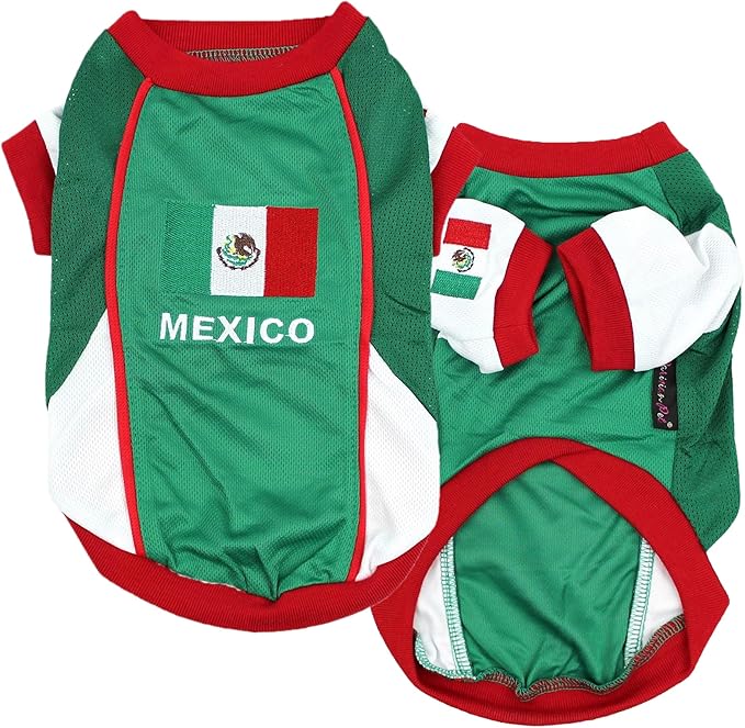 Parisian Pet Dog Jersey – Embroidered Mexico Mesh Fabric Soccer & Sportswear – Lightweight Football Olympic Pet Clothes for Large Dogs - XL