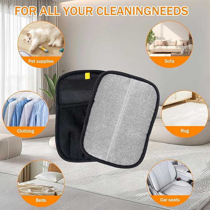 TailWag Treats & Tools 3 Pack Upgraded Reusable Electrostatic Pet Hair Remover Glove for Sofa, Carpet, Clothes, Car Seats - Washable, Easy to Clean, 5-Finger Non-Slip Structure
