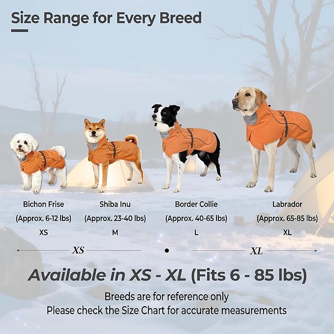 Softshell Dog Winter Vest, Fleece Lined Water-Repellent Jacket for Hiking & Running, Adjustable Windproof Winter Coat with Anti-Slip Leg Straps for Active Dogs (Aurantium, Small)