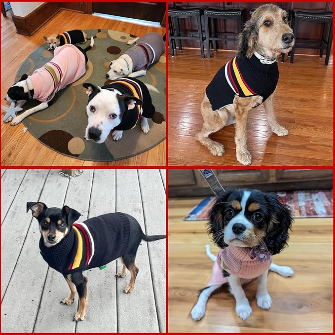 PAWCHIE Stretchy Knitted Cat Dog Outfit, Green S, Warm Turtleneck Coat with Leash Hole for Small to Large Dog Girls, Boys