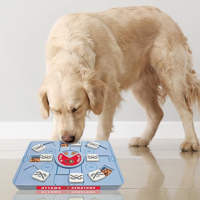 Pets First NHL Ottawa Senators Large Puzzle Toy, New Size, Interactive Dog Treat & Slow Feeding Toy