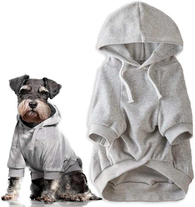 Cooper II Organic Cotton Velour Dog Hoodie Pet Coat for Small, Medium and Large Dogs, Light Heather Gray, X-Large (55-80 lbs)