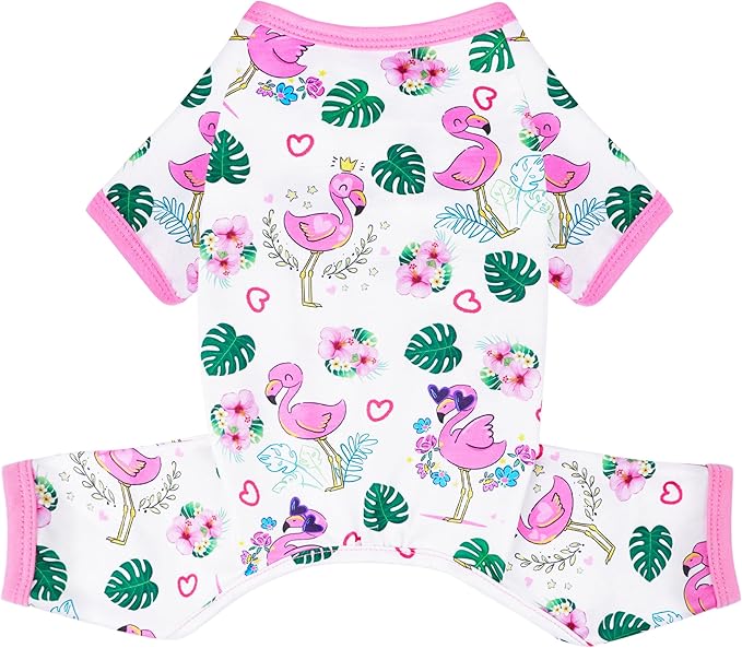 Dog Clothes for Small Medium Dogs Summer Dog Pajamas Girl Boy Puppy Pjs Doggy Onesie with Cute Pattern Pet Outfit Soft Cat Onesies (Pink, Medium)