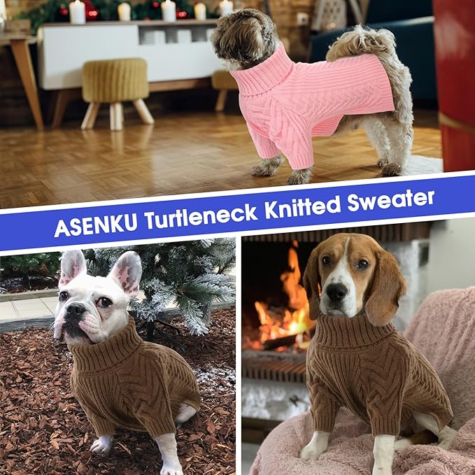 ASENKU XL Dog Sweater, Dog Sweaters for Extra Large Dogs,Pet Sweatshirt Apparel Turtleneck Pullover Winter Pitbull, Labrador Retriever(Coffee, X-Large)