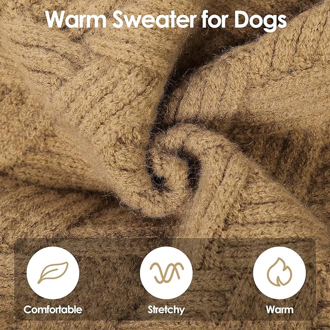 SUNFURA Dog Sweater Large Size Dogs, XL Dog Sweaters for Winter, Extra Large Breeds Girl Boy Pullover, Pet Knitted Knitwear Fall Sweatshirt for Pitbull, Labrador Retriever, Camel X-Large