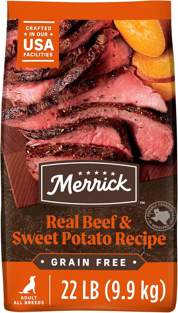 Merrick Premium Grain Free Dry Adult Dog Food, Wholesome And Natural Kibble, Real Texas Beef And Sweet Potato - 22.0 lb. Bag