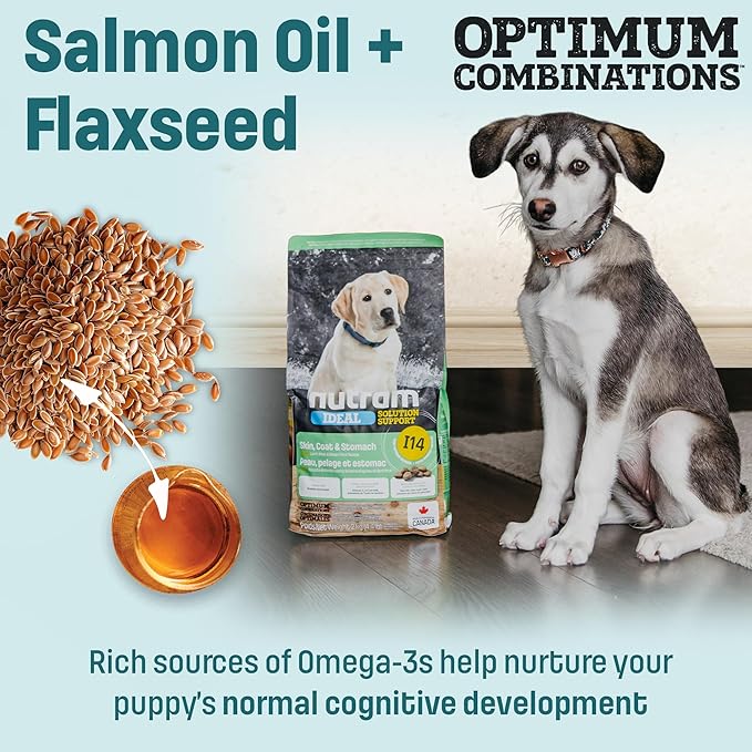 I14 Puppy Dog Food with Lamb & Brown Rice - Skin, Coat & Sensitive Stomach Dog Food with Pumpkin, Omega-3 Rich Salmon Oil & Flaxseed for Shiny Coat & Immunity - Chicken Free Puppy Food (4.4 lb)