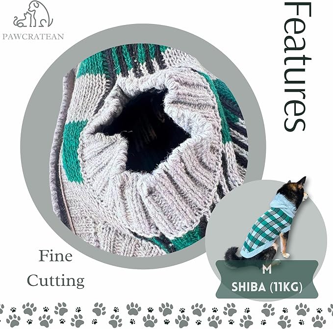 Cute Sweater for Dogs and Cats Soft Flannel Pet Outfit Warm and Cozy Animal Hoodie Small to Large Pet Clothes for Halloween Parties and Everyday Wear (Small, Green Checkered with Hat)