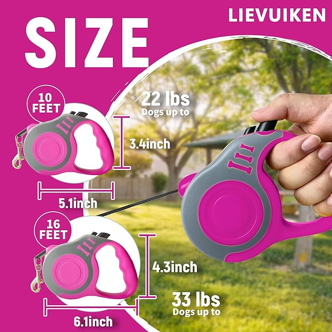 LIEVUIKEN Retractable Dog Leash Automatic Telescopic Tractor Dog Tape, Pet Tape 10/16 FT Durable and Convenient, with Non-Slip Handle, Suitable for Small and Medium-Sized Dogs