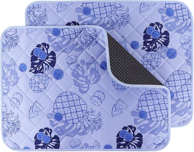 IEUUMLER Washable Pee Pads for Dogs, 2 Pack Non-Slip & Waterproof Pack Whelping Pad, Reusable Washable Puppy Potty Training Pad with Fast Absorbent for Playpen EU007 (Purple Pineapple, 36"X48"-2pcs)