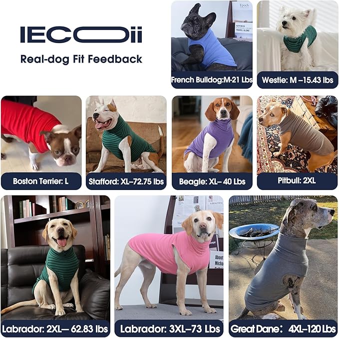 IECOii Dog Fleece Vest Sweater - Stretch Warm Pullover with Turtleneck,Red,Large, Easy On/Off Winter Dog Sweater for Medium Large Dogs Girl Boy, Winter Fall Jumpsuit with High Neck