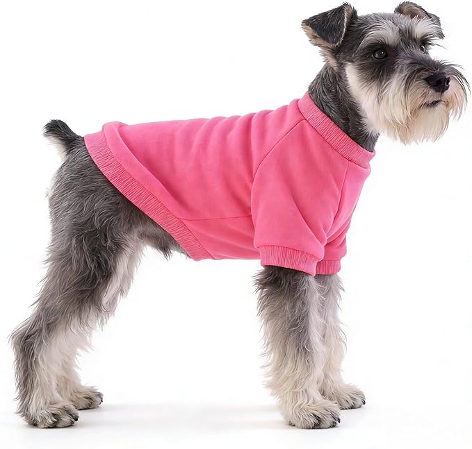 2 Pack Dog Hoodie for Small Dogs, Dog Sweatshirt Soft Warm Pullover Dog Clothes with Ribbed Cuffs for Schnauzer/Poodle/Chihuahua (Red+Pink, XX-Large)