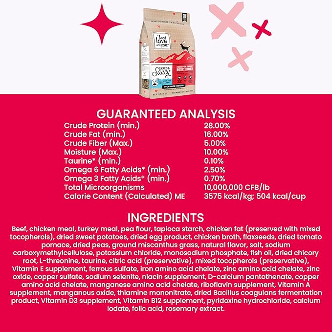 I AND LOVE AND YOU Baked and Saucy Dry Dog Food - Beef + Sweet Potato - Prebiotic + Probiotic, Real Meat, Grain Free, No Fillers, 10.25lb Bag
