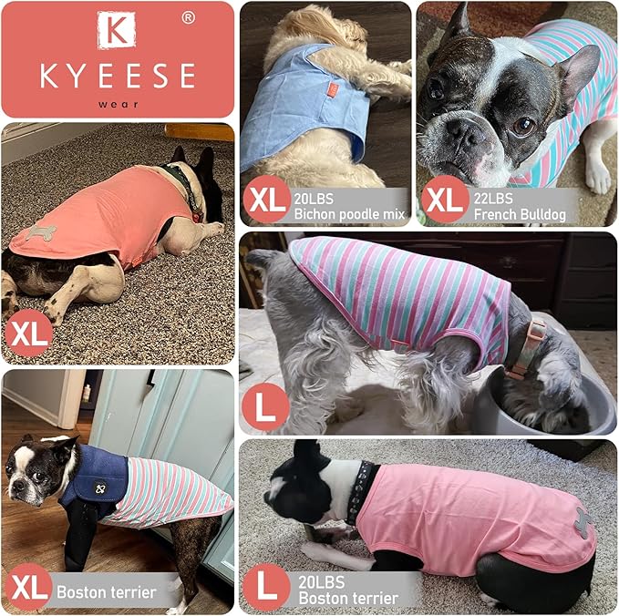 KYEESE 2Pack Dog Shirt, Soft Striped Dogs T Shirts, Lightweight Pet Tank Top, Sleeveless Dog Shirt for Small Dogs, Stretchy Comfortable Pet Vest, Dark Blue, XL