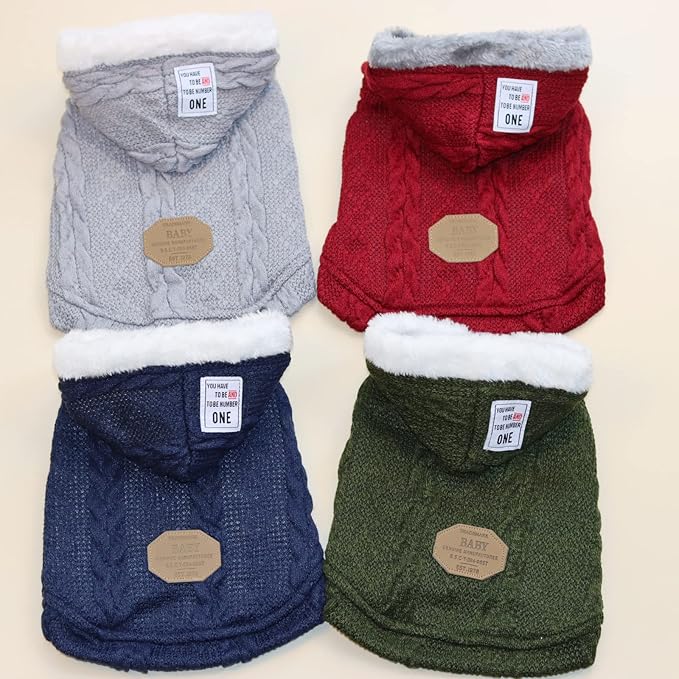 Rdc Pet Clothes Dog & Cat Winter Warm Woolen Sweater with Cap & Turtleneck - Fleece Coat for Small & Medium Dogs & Cats (XXL, Classic-Green)