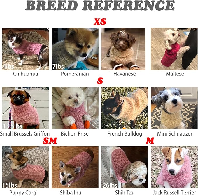 Turtleneck Small Dog Sweaters - Classic Cable Knitwear Winter Coat for Small Medium Dogs Male Female Puppy Dog Cold Weather Clothes Girls Boys, Blue, S