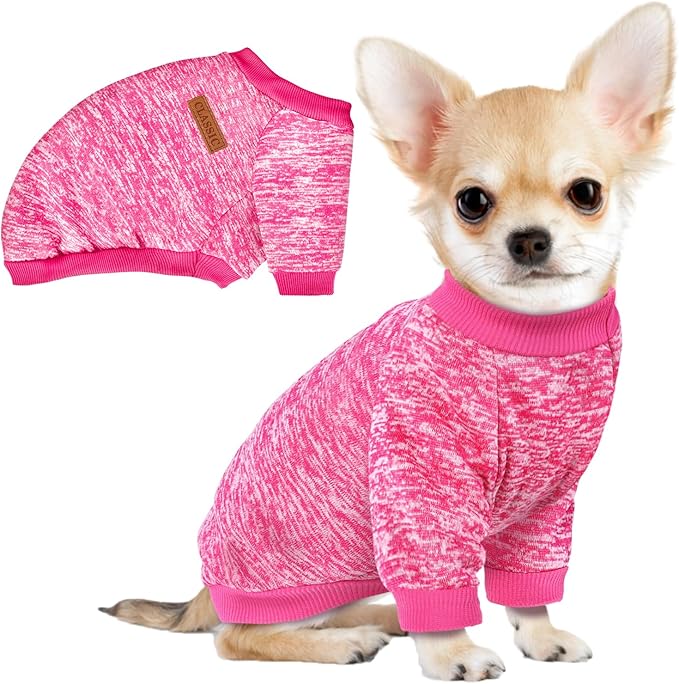 3 Pack Dog Sweaters for Small Dogs Girl Boy Winter Fleece Clothes Warm Soft Dog Sweatshirt Outfit for Dogs Cats Pet Apparel (Rose, Small)