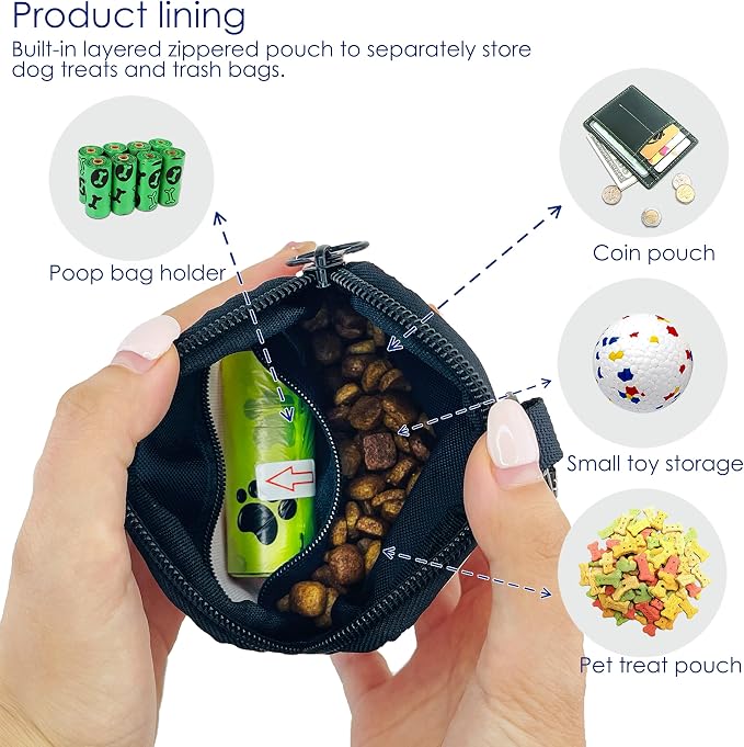 Raisingwell Dog Treat Pouch for Pet Walking and Training with Clicker Poop Bags Small Fanny Zipper Pack Holder for Puppy Snack Dispenser Kit for Leash and Outdoor Use (Valentine)