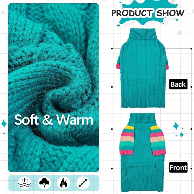 Sweaters for Large Size Dogs Winter, Turtleneck Extra Large Dog Sweater for Dogs Male Female, Thick Warm Christmas Dog Cold Sweater, Sweaters for Doggie Doberman, German Shepard (Green XXXL)