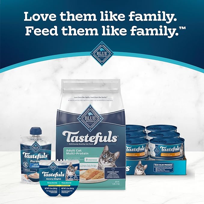 Blue Buffalo Tastefuls Adult Cat Dry Food, Multi-Protein Salmon & Ocean Fish Recipe, 5-lb. Bag