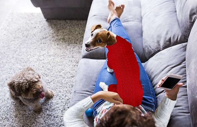 Dog Sweaters for Large Dogs Turtleneck Knitted Pet Clothes Solid Color Puppy Sweater Warm Dog Sweater(Red&XL)