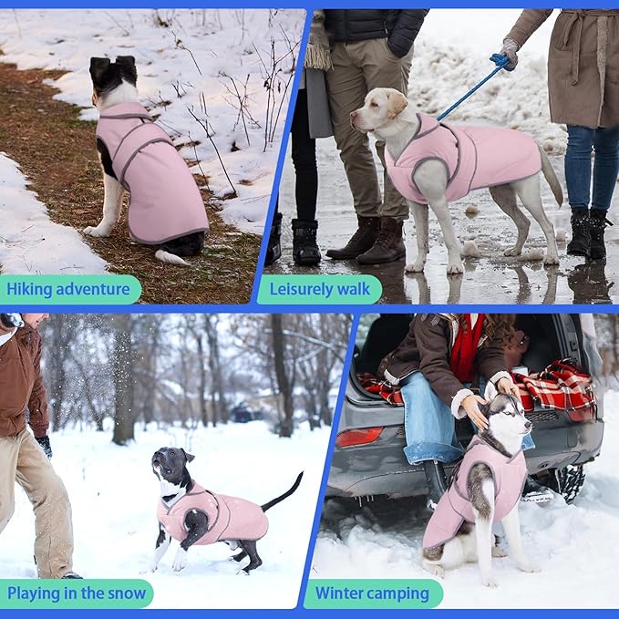 MIGOHI Warm Dog Coat Winter Dog Jacket,Waterproof Cold Weather Coats for Dogs,Fleece Jacket for Small Medium Large Dogs,Reflective Thick Fleece Vest with Leash Hole