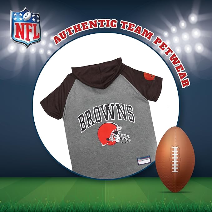 Pets First Hoodie for Dogs & Cats. NFL Football Licensed Dog Hoody Tee Shirt, Large. Sports Hoody T-Shirt for Pets. Licensed Sporty Dog Shirt