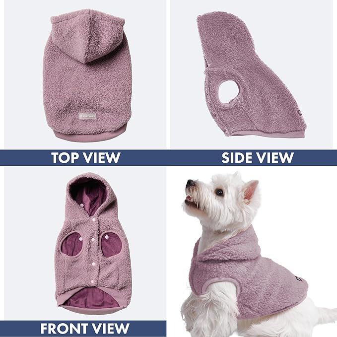 Spark Paws Fleece Dog Jacket, Hooded Sweater Vest, Warm Coat for Winter - Suitable for Small Medium Large XL XXL Breeds - Taupe - 3XL