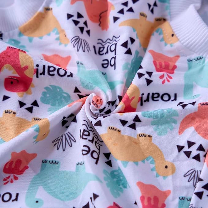 PetWarm Post Neuter Surgery Suit for Dogs Male, E Collar Alternative for Dogs After Surgery, Anti-Licking Dog Surgery Recovery Suit Dog Bodysuit, Dinosaur Pattern, White, 2XL