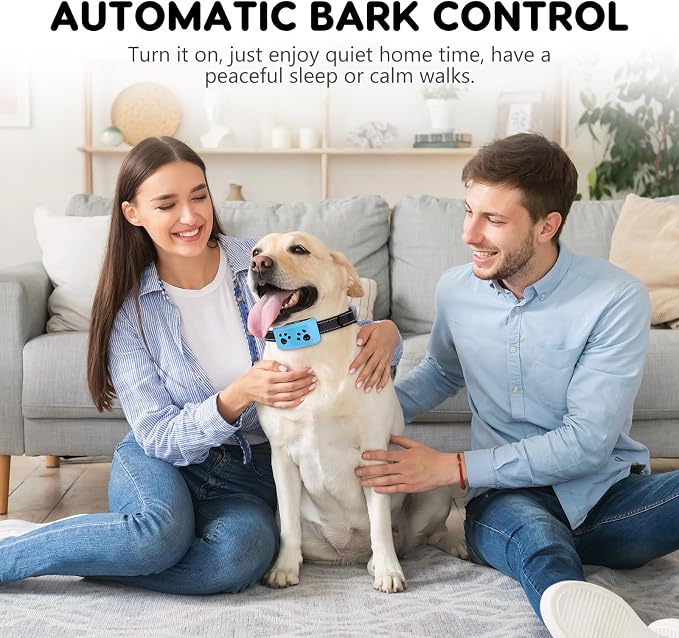 Smart Auto Dog Bark Collar for Small Large Medium Dogs 8-120lbs | Rechargeable Anti Barking Collar with 7 Sensitivity & 4 Beep Vibration Training Modes, IP65 Waterproof for Indoor/Outdoor Use