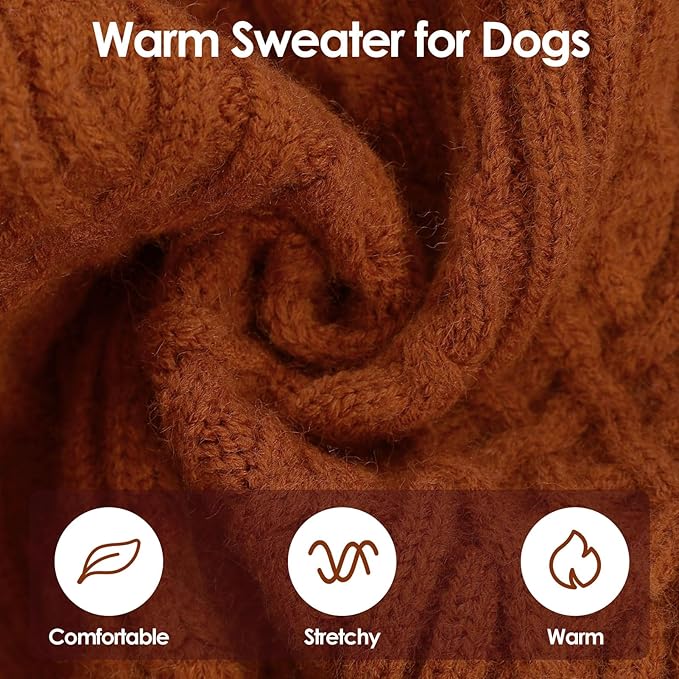 SUNFURA XS Dog Sweater, Puppy Sweaters for Small Dogs Girl Boy, Dog Christmas Sweater Turtleneck Kintwear, Thanksgiving Knitted Sweatshirt Warm Chihuahua Clothes for Fall Winter, Brickred XS