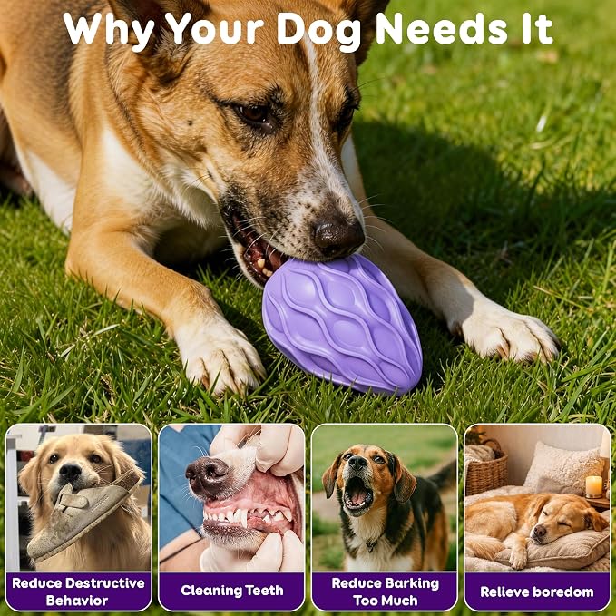 2-Pack Interactive Treat Dispensing Dog Toys, Natural Rubber Chew Toys for Aggressive Chewers, Stuffable Treat Toys for Large & Medium Dogs, Mental Stimulation for Dogs, Boredom Relief
