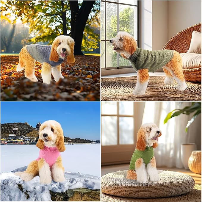 TONY HOBY Small Dog Sweaters Knitted Warm Dog Sweatshirt, Doggy Winter Coat Puppy Cold Weather Pullover Classic Knitwear Doggie Sweater, Thick Warm Winter Pet Clothes (XL, Grey)